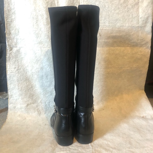 M. Kors size 7 TTS Hamilton tall riding boots black leather & stretch back - Picture 8 of 11